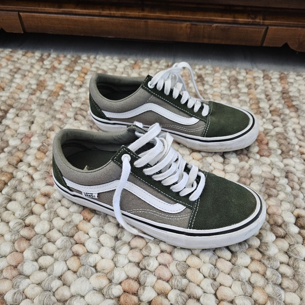 Vans Men's Olive and Gray Sneakers